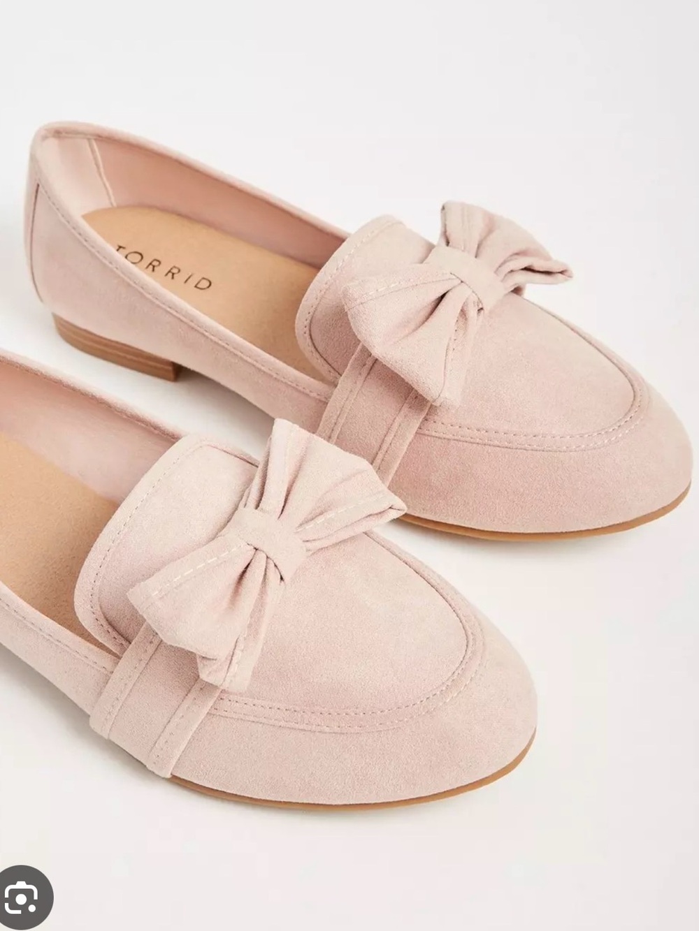torrid Pale Pink Bow Faux Suede Loafers 9